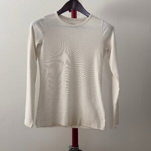 Land’s End Women's Long Sleeve Micro Rib T-Shirt in ivory size XS (orig $35.95)